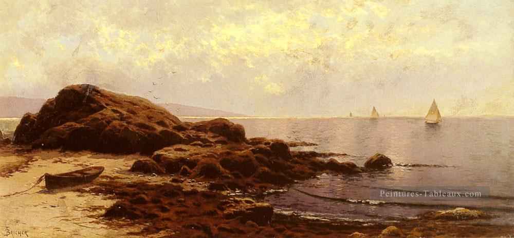 Marée basse île Baileys Maine plage Alfred Thompson Bricher Peintures à l'huile